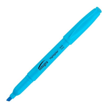 Integra Integra Pen Style Highlighter, Chisel Tip, Fluorescent Blue Ink, Dozen 36184